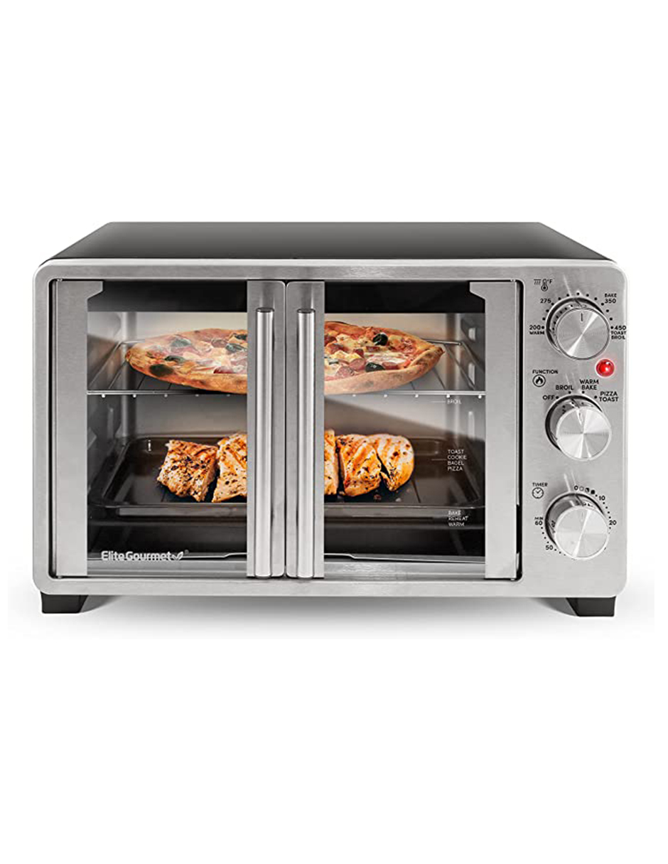 Horno tostador de encimera de doble puerta francesa Elite Gourmet.