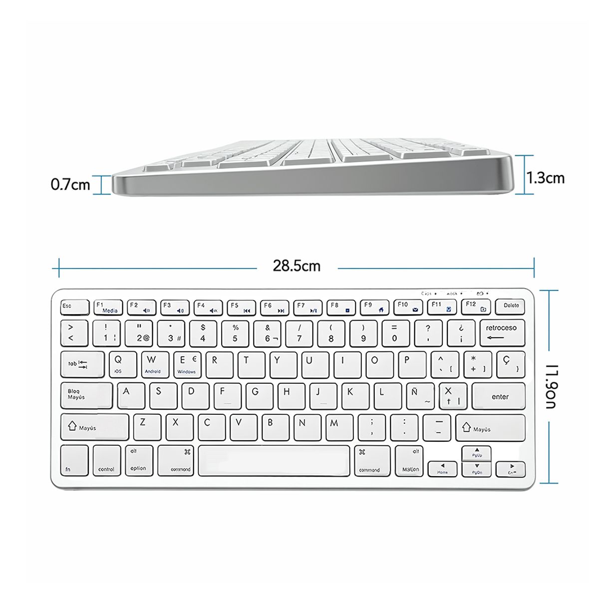 Mini Teclado Inalambrico Bluetooth Compatible Con PC Celular Tablet Incluye Tecla Ñ.