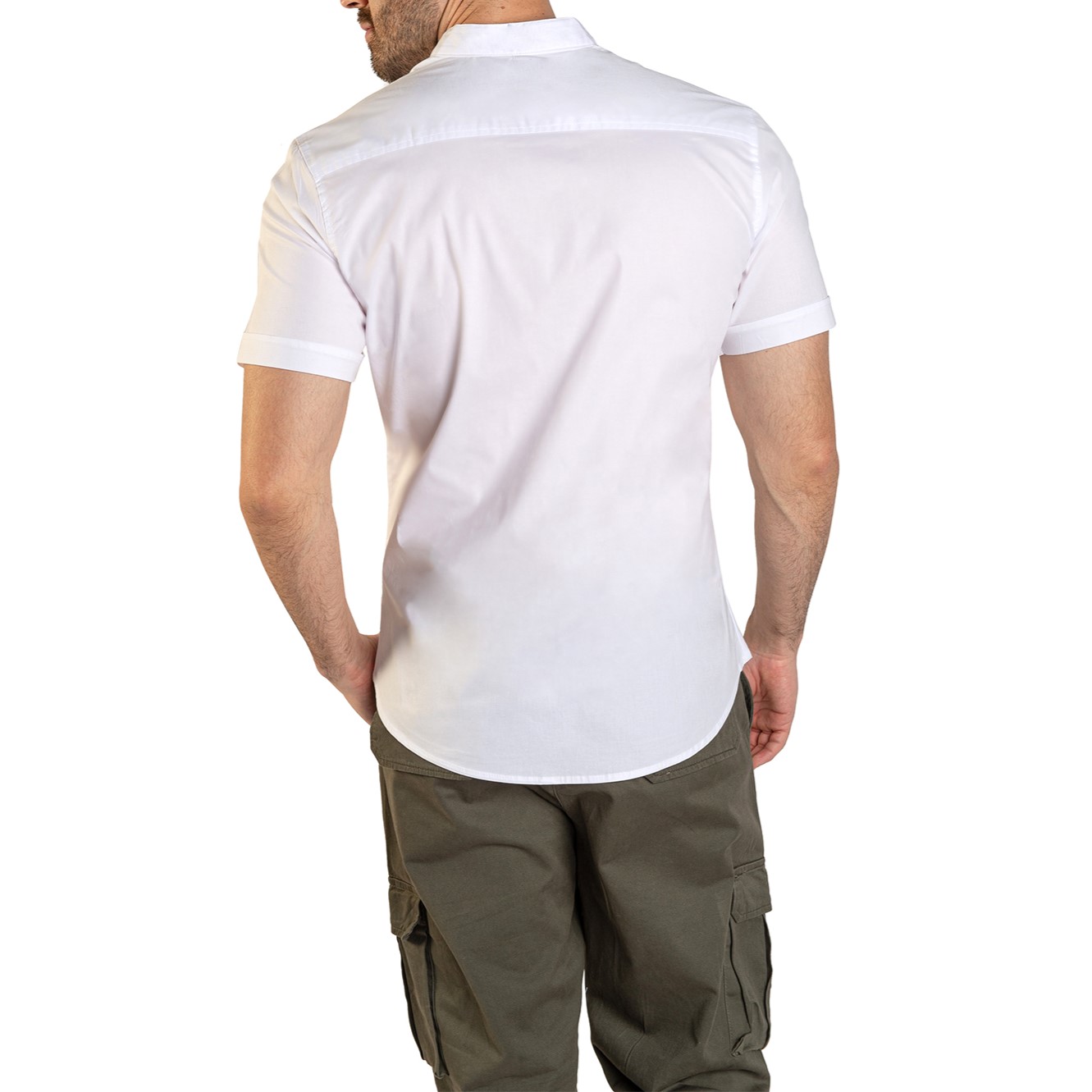 Camisa Manga Corta Cuello Mao Color Blanco Para Hombre CHB Chili Beans Clothing Co..
