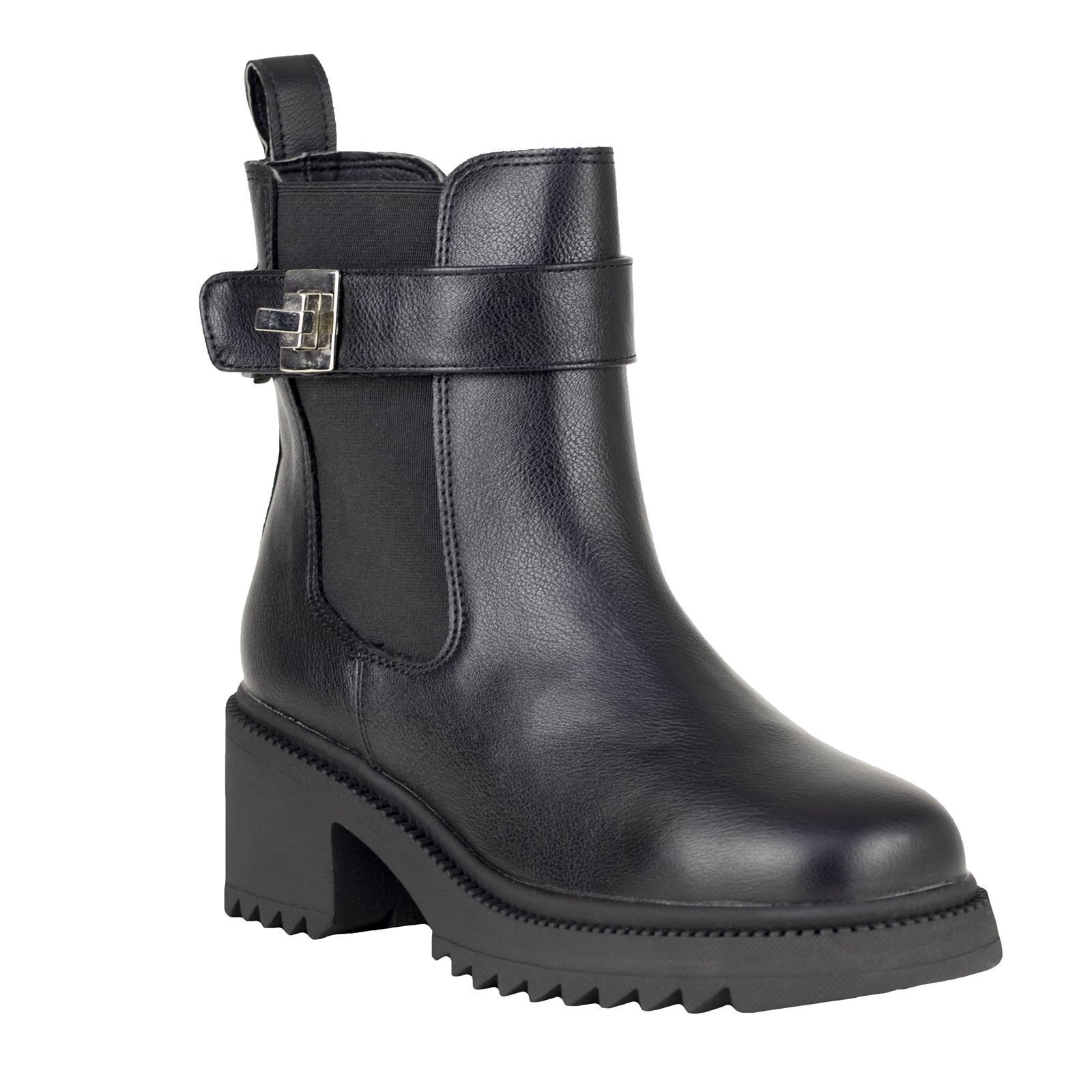 Botin Negro Tipo Militar Plataforma Urbana Salamandra 29950 Tacón.