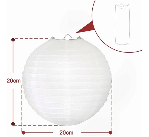 10 Lamparas Chinas De Papel Y 10 Amarillo Cálido Focos Led
