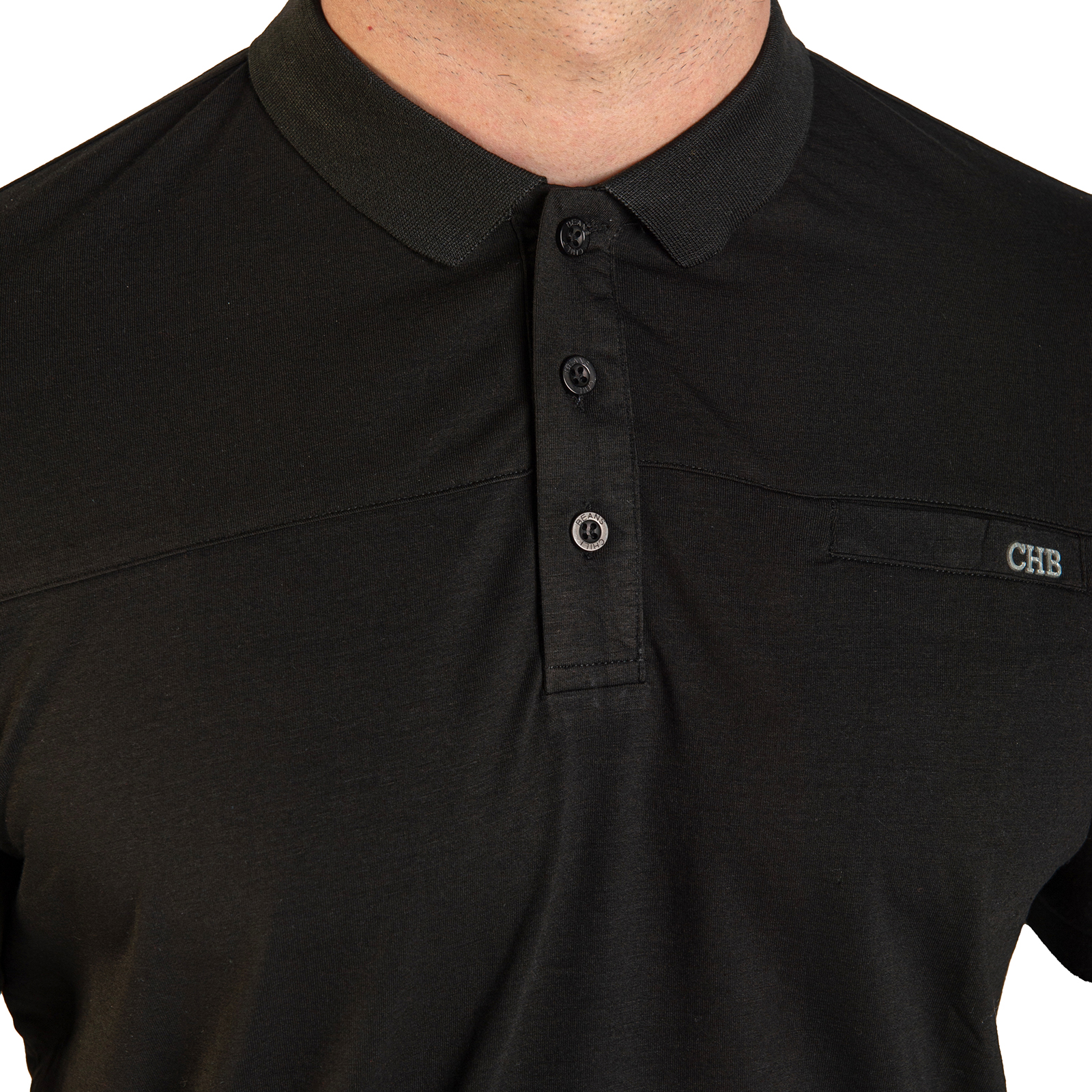 Playera básica tipo Polo Para hombre color negro