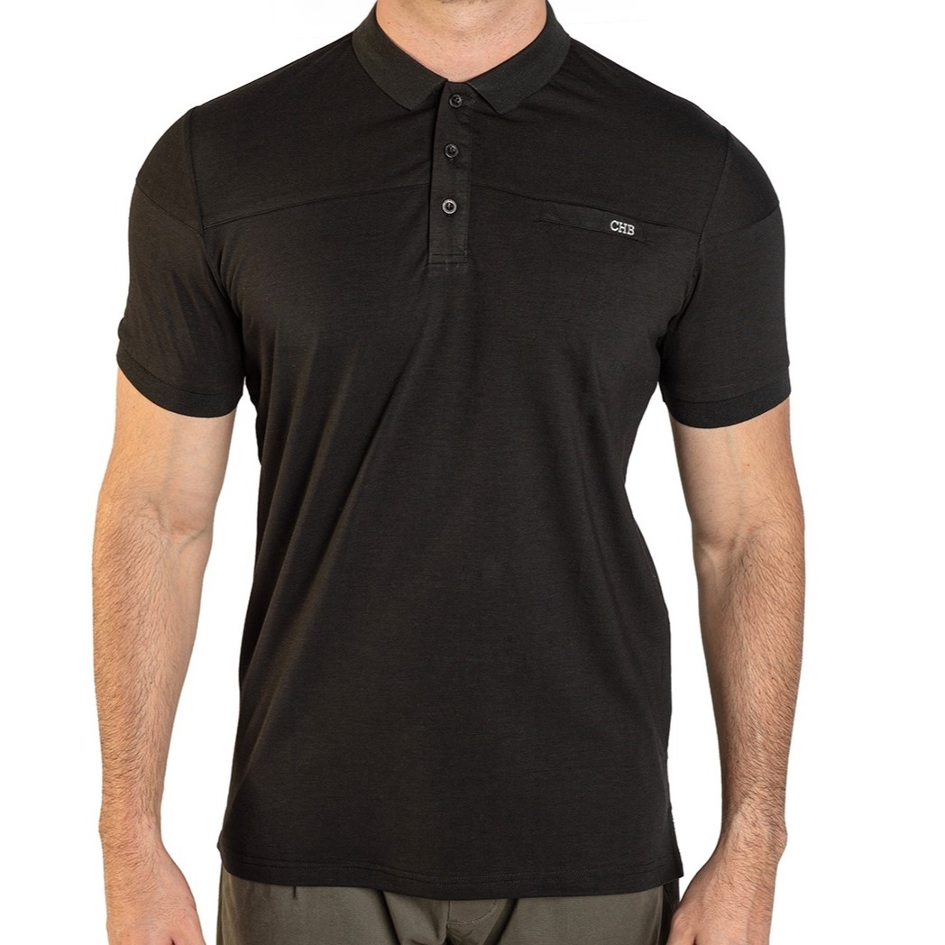 Playera básica tipo Polo Para hombre color negro