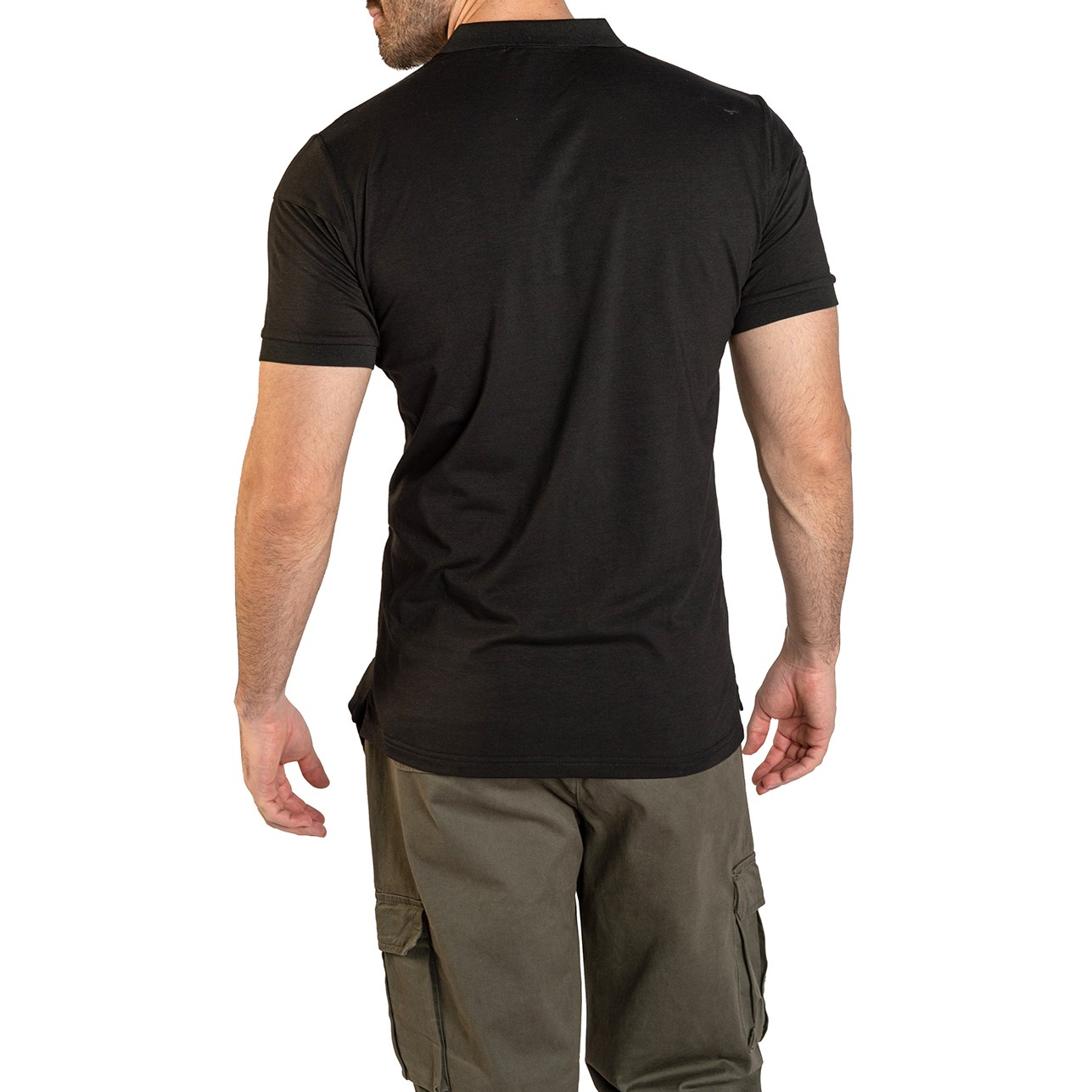 Playera básica tipo Polo Para hombre color negro