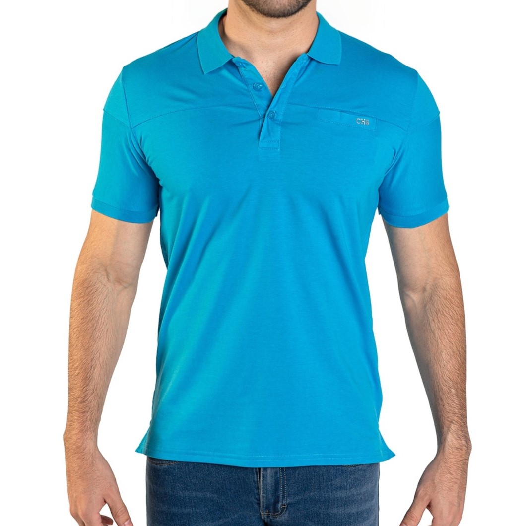 Playera básica tipo Polo Para hombre color azul.