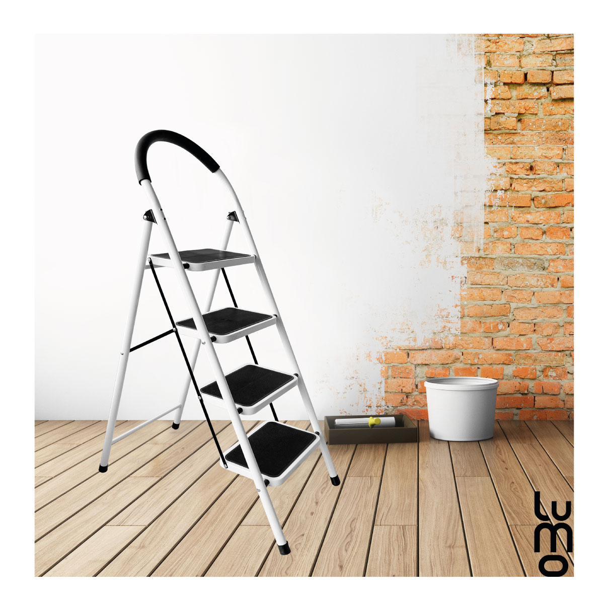 Escalera De Acero Tubular Tipo Tijera Plegable 4 Escalones.
