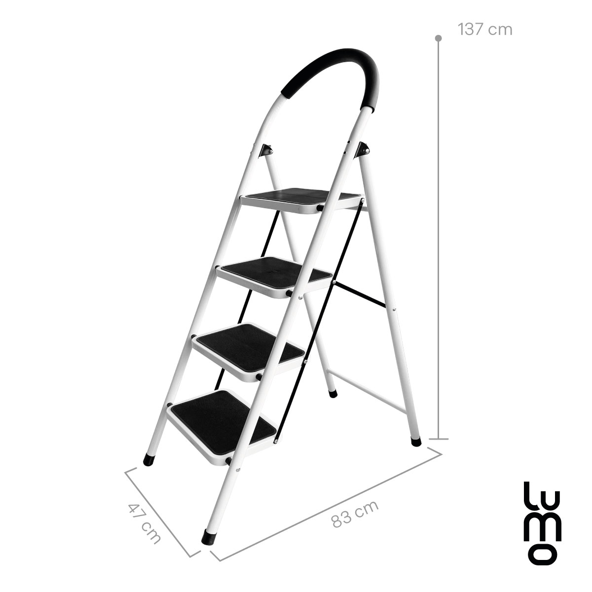 Escalera De Acero Tubular Tipo Tijera Plegable 4 Escalones.