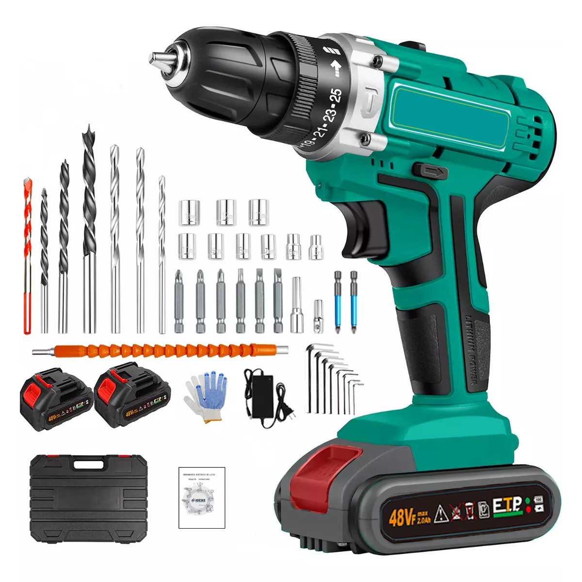 Rotomartillo electroneumático Adeske T66 inalámbrico verde oscuro con 156W de potencia 100V/240V