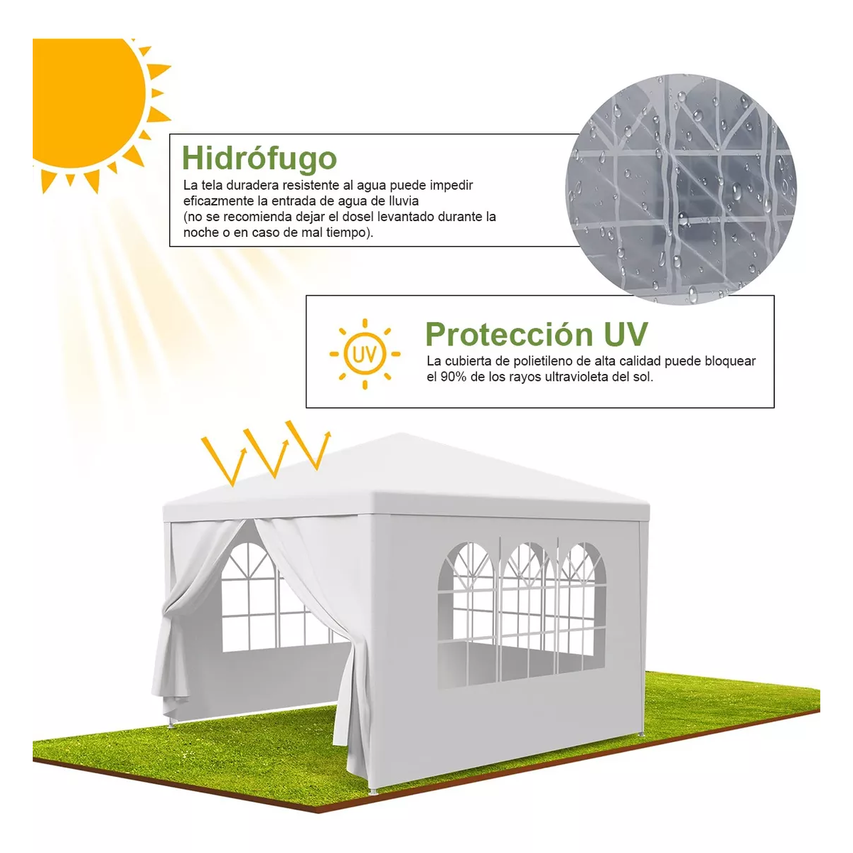 Toldo Reforzado Tienda De Negocios Carpa Simple Blanco 3×3m.