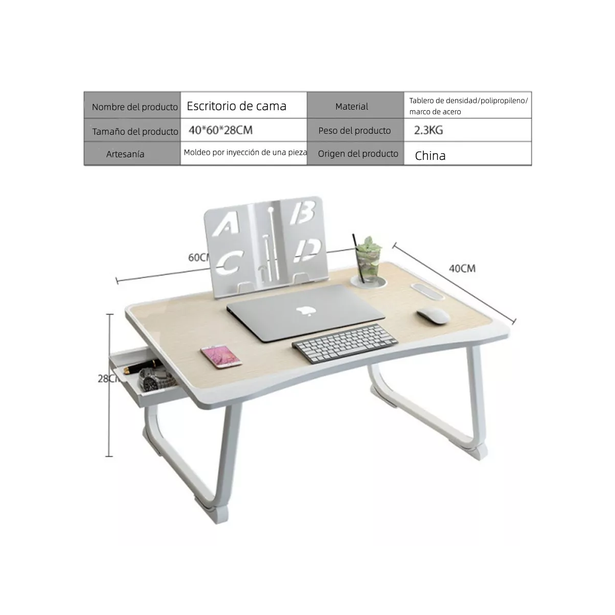 Mesa Cama Portátil Plegable Para Laptop Soporte Altura Ajust.