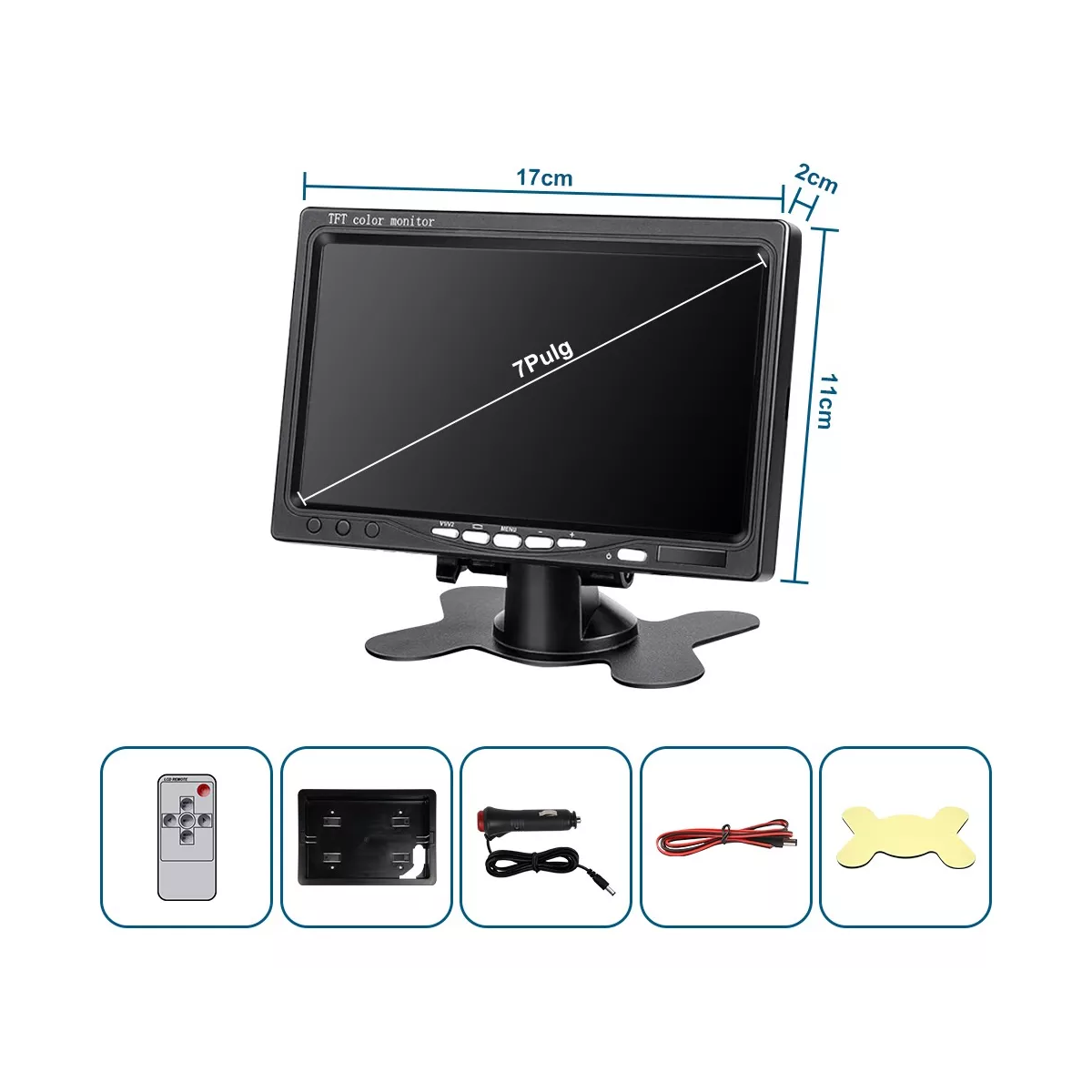 Pantalla Monitor Tft Led 7 PuLG Para Auto Camión Vigilancia.
