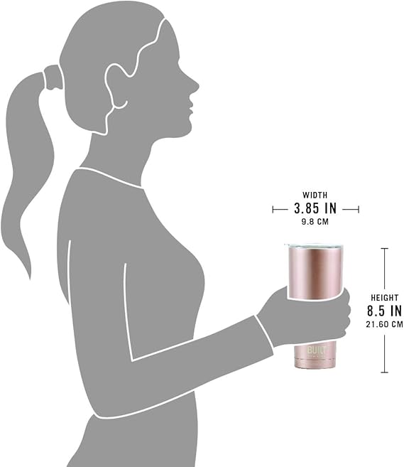 A Built NY - Vaso doble pared de acero inoxidable de aspiradora aislado , Oro Rosa.