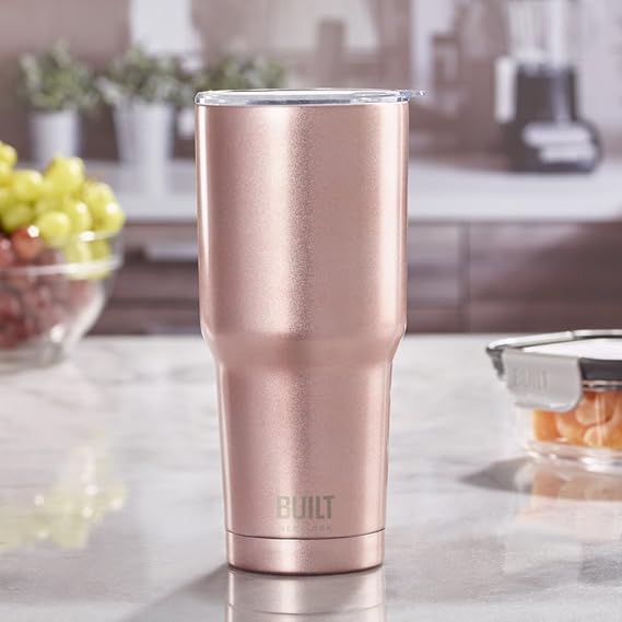 A Built NY - Vaso doble pared de acero inoxidable de aspiradora aislado , Oro Rosa.