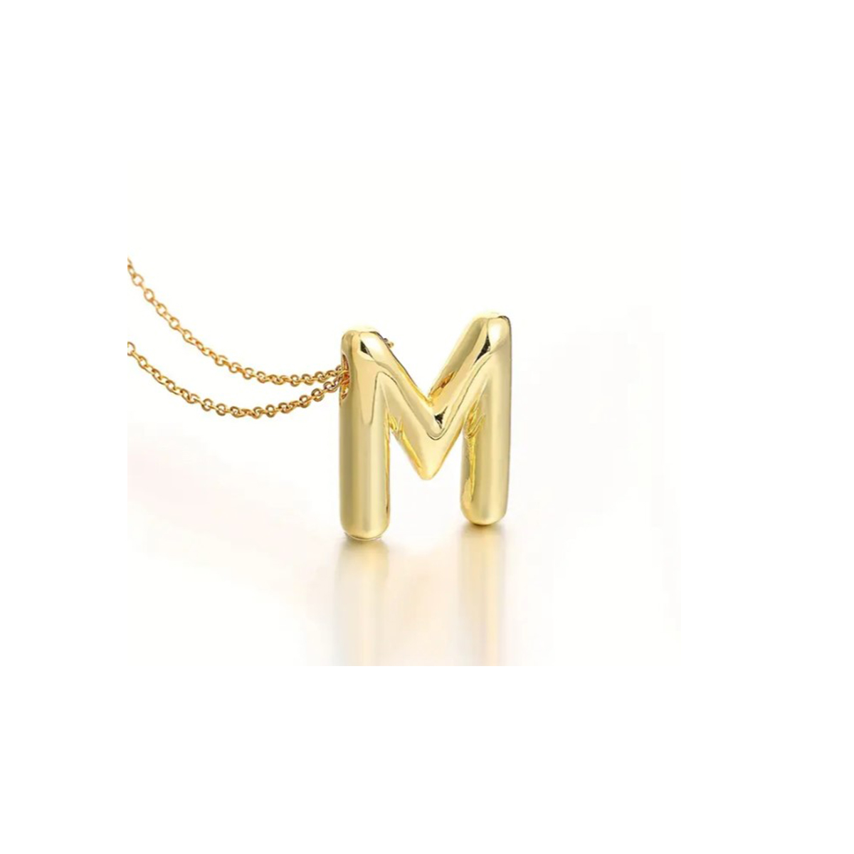 Cadena Acero Inoxidable Dorada con Dije de Letra Globo "M" DM. 