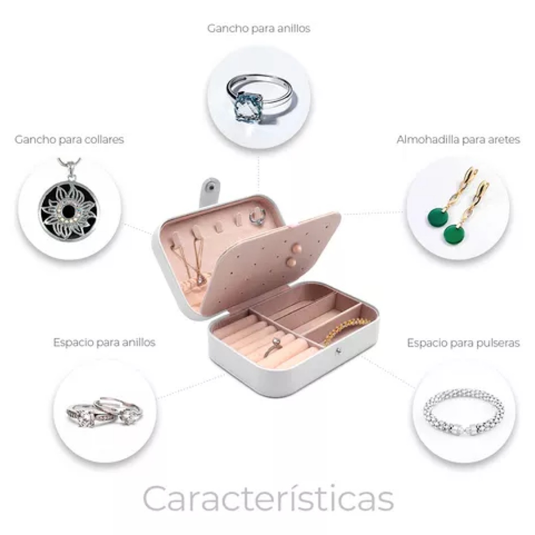 Organizador Joyas Estuche Joyero Aretes Anillos Alhajero Color Blanco