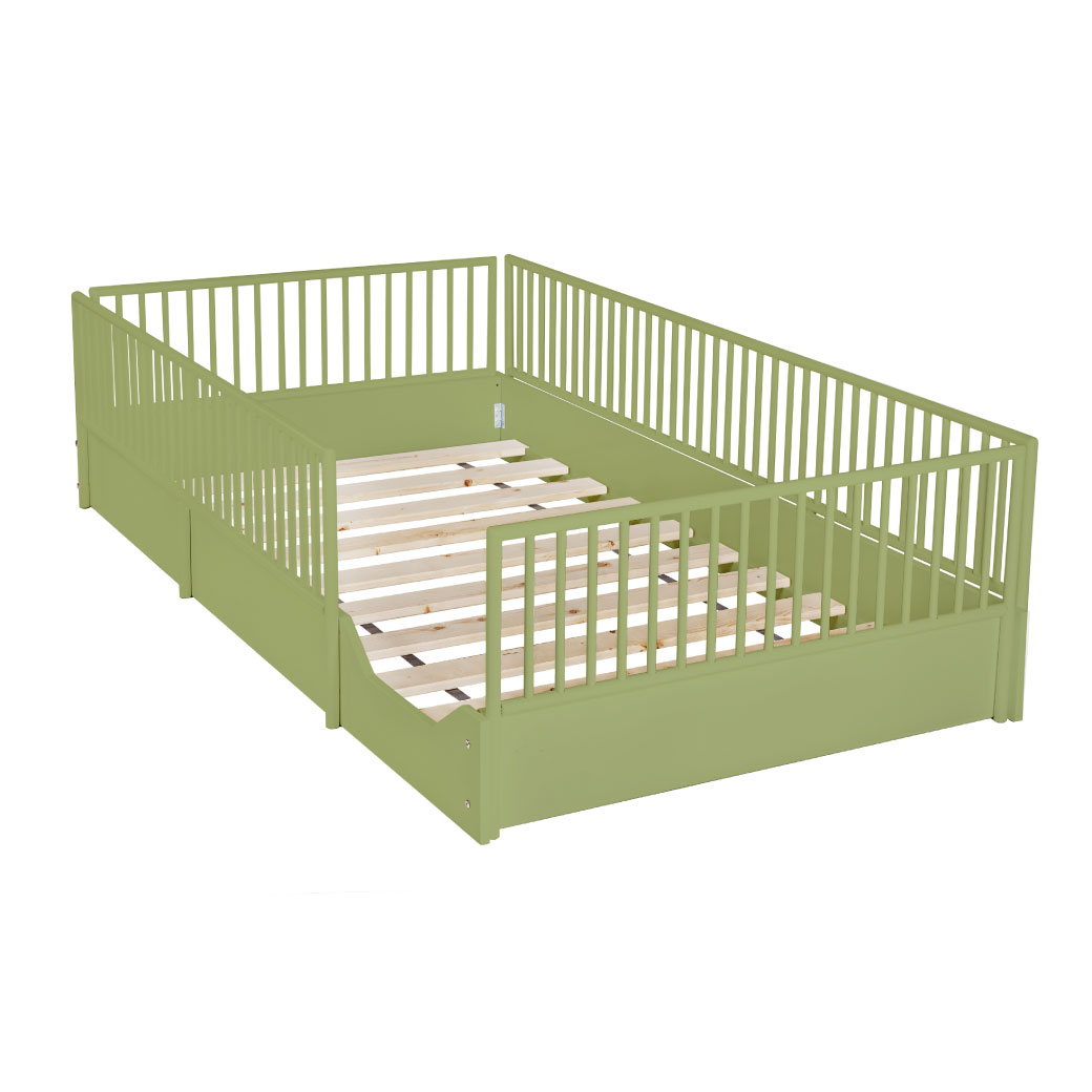 Cama cuna para bebe de madera en 7 colores mate y barandales removibles.