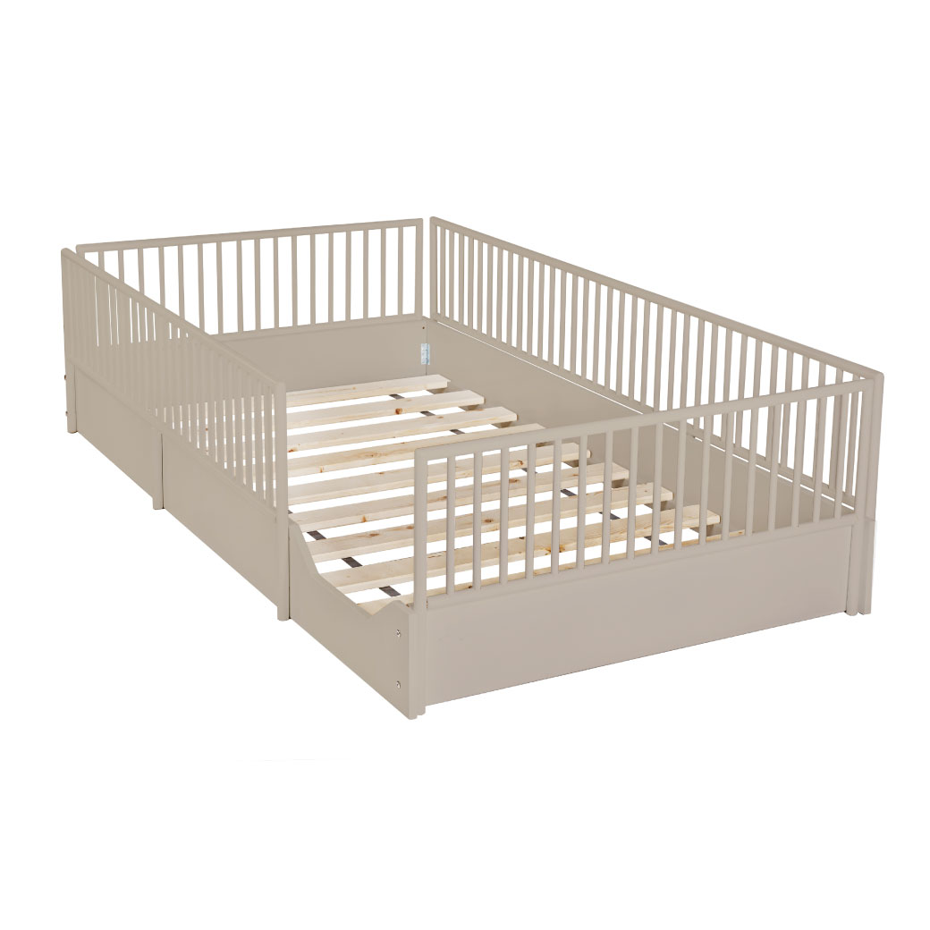 Cama cuna para bebe de madera en 7 colores mate y barandales removibles.