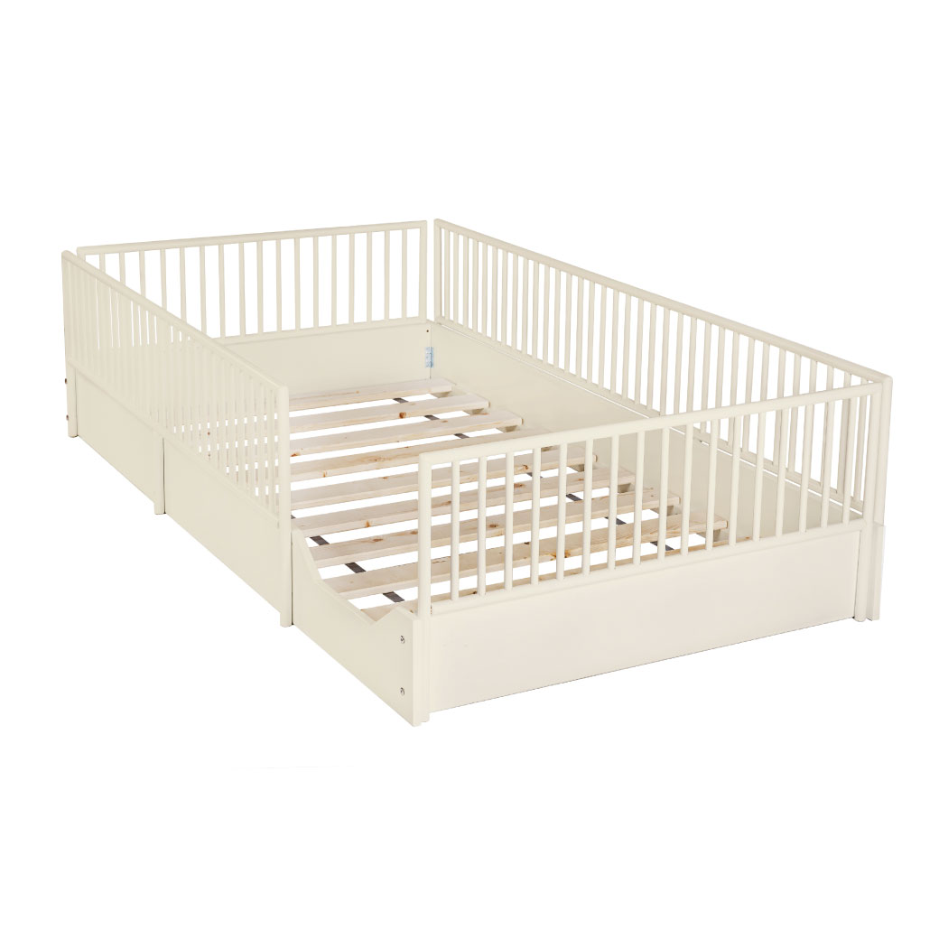 Cama cuna para bebe de madera en 7 colores mate y barandales removibles.
