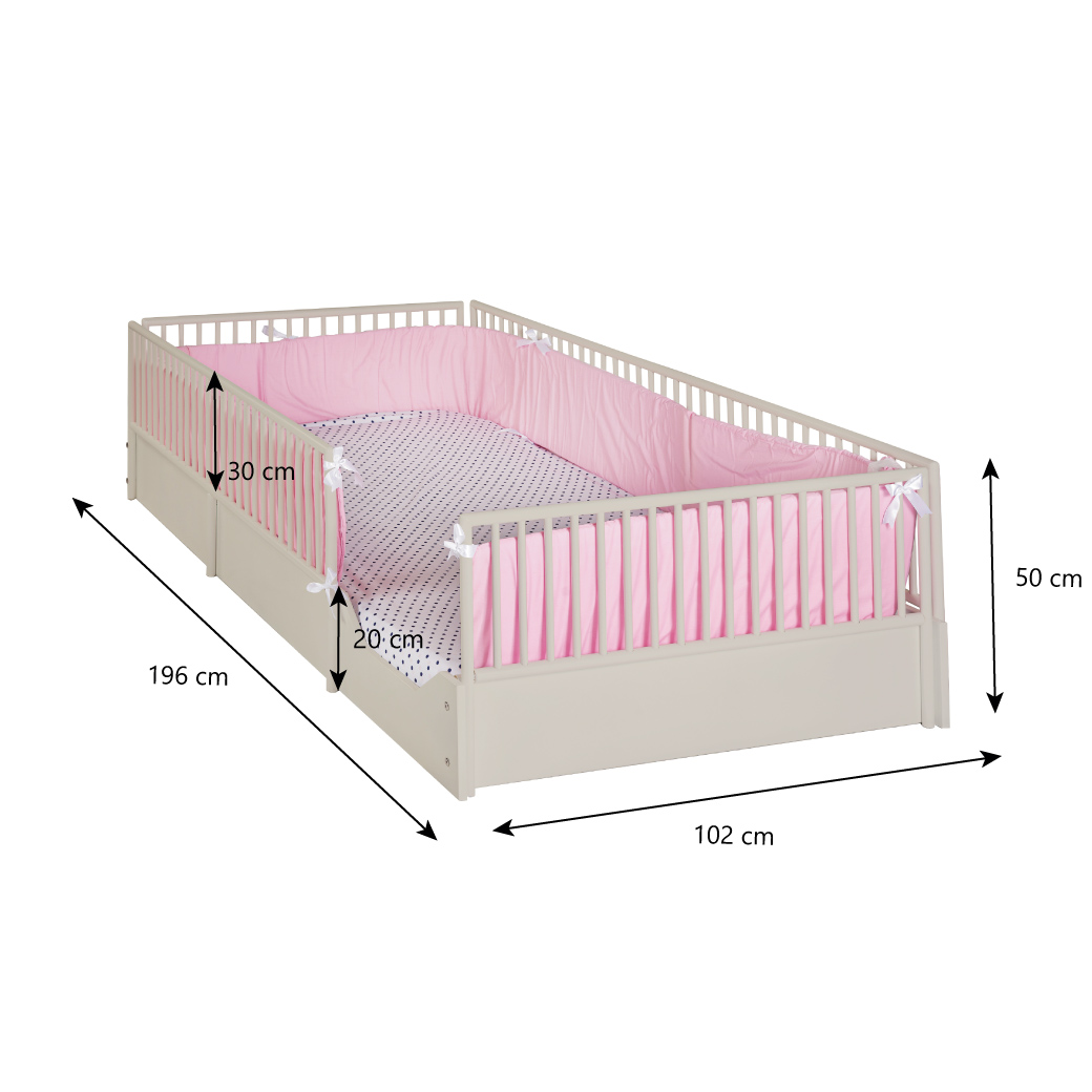 Cama cuna para bebe de madera en 7 colores mate y barandales removibles.