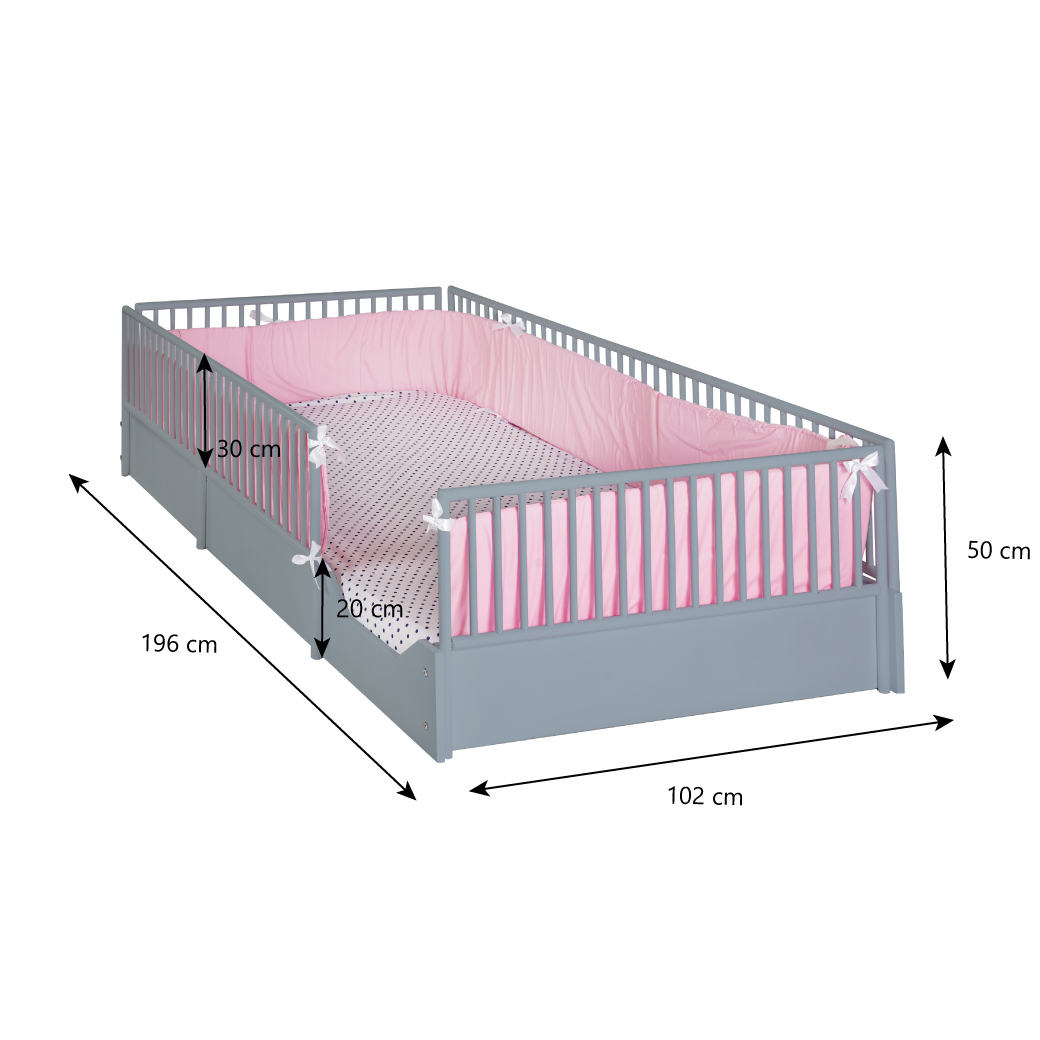 Cama cuna para bebe de madera en 7 colores mate y barandales removibles.