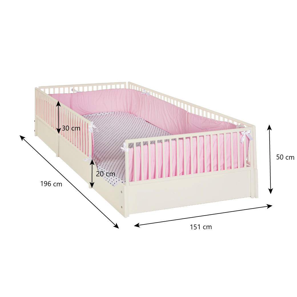 Cama cuna para bebe de madera en 7 colores mate y barandales removibles.
