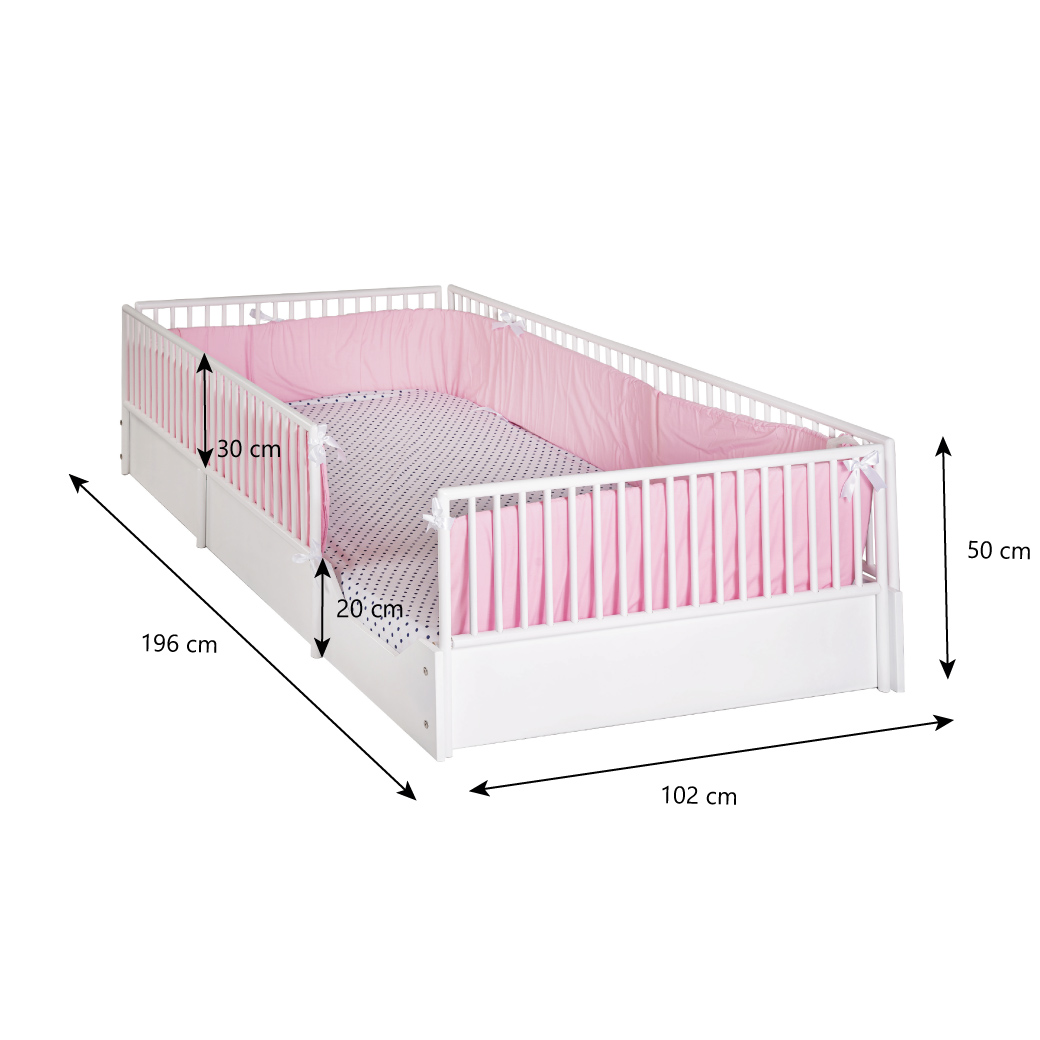 Cama cuna para bebe de madera en 7 colores mate y barandales removibles.