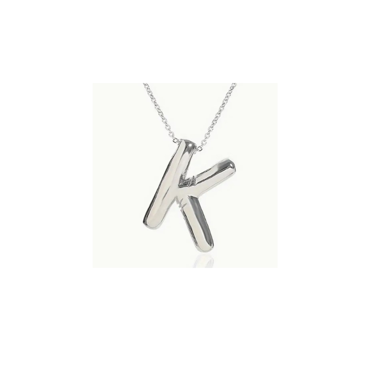 Cadena Acero Inoxidable Plata con Dije de Letra Globo "K" DM.