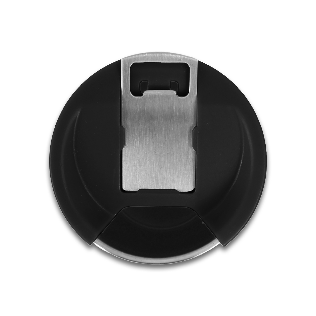 Vaso Negro Termico con altavoz Bluetooth, Termo con función de abridor de botellas..