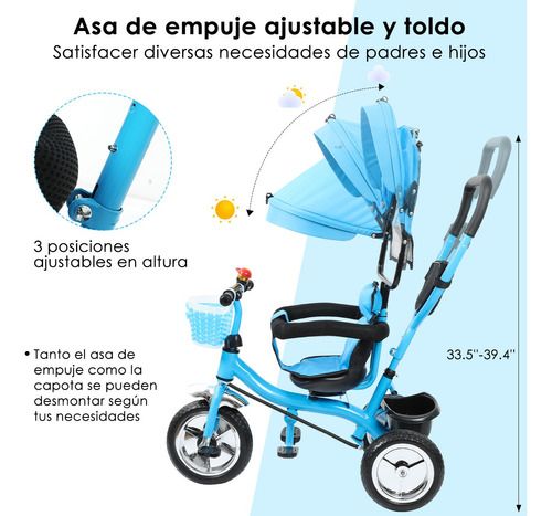 4 En 1 Carriola De Bastón Plegable Tipo Triciclo Para Bebe.