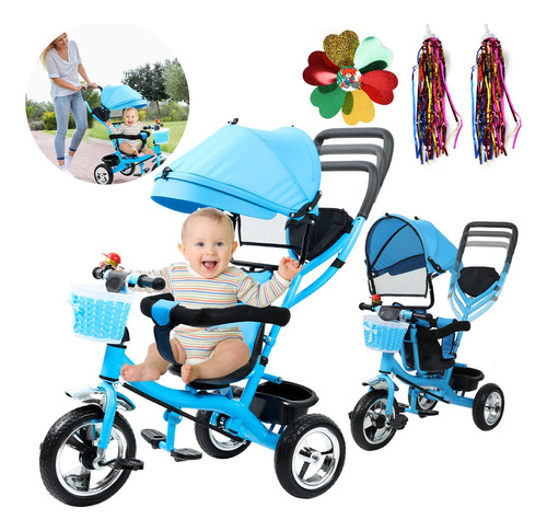 4 En 1 Carriola De Bastón Plegable Tipo Triciclo Para Bebe.