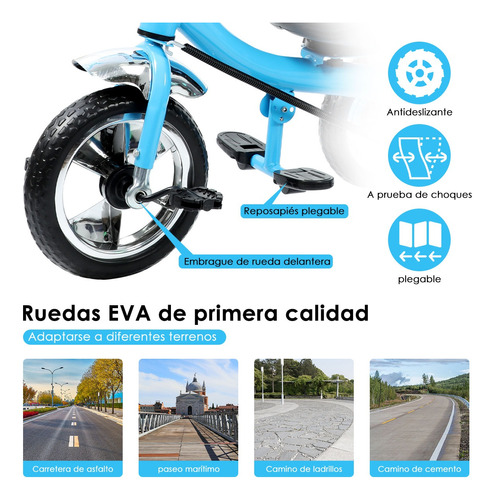 4 En 1 Carriola De Bastón Plegable Tipo Triciclo Para Bebe.