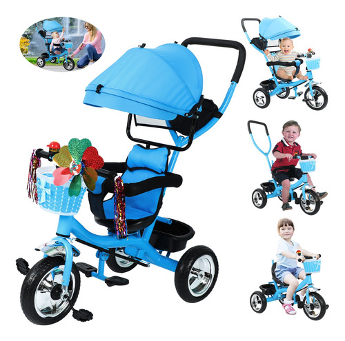 4 En 1 Carriola De Bastón Plegable Tipo Triciclo Para Bebe.