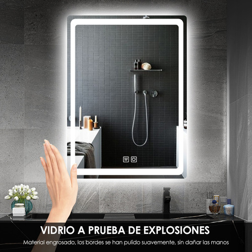 Espejo Con Luz Led Touch De Lujo Para Tocador O Baño 50x70cm.