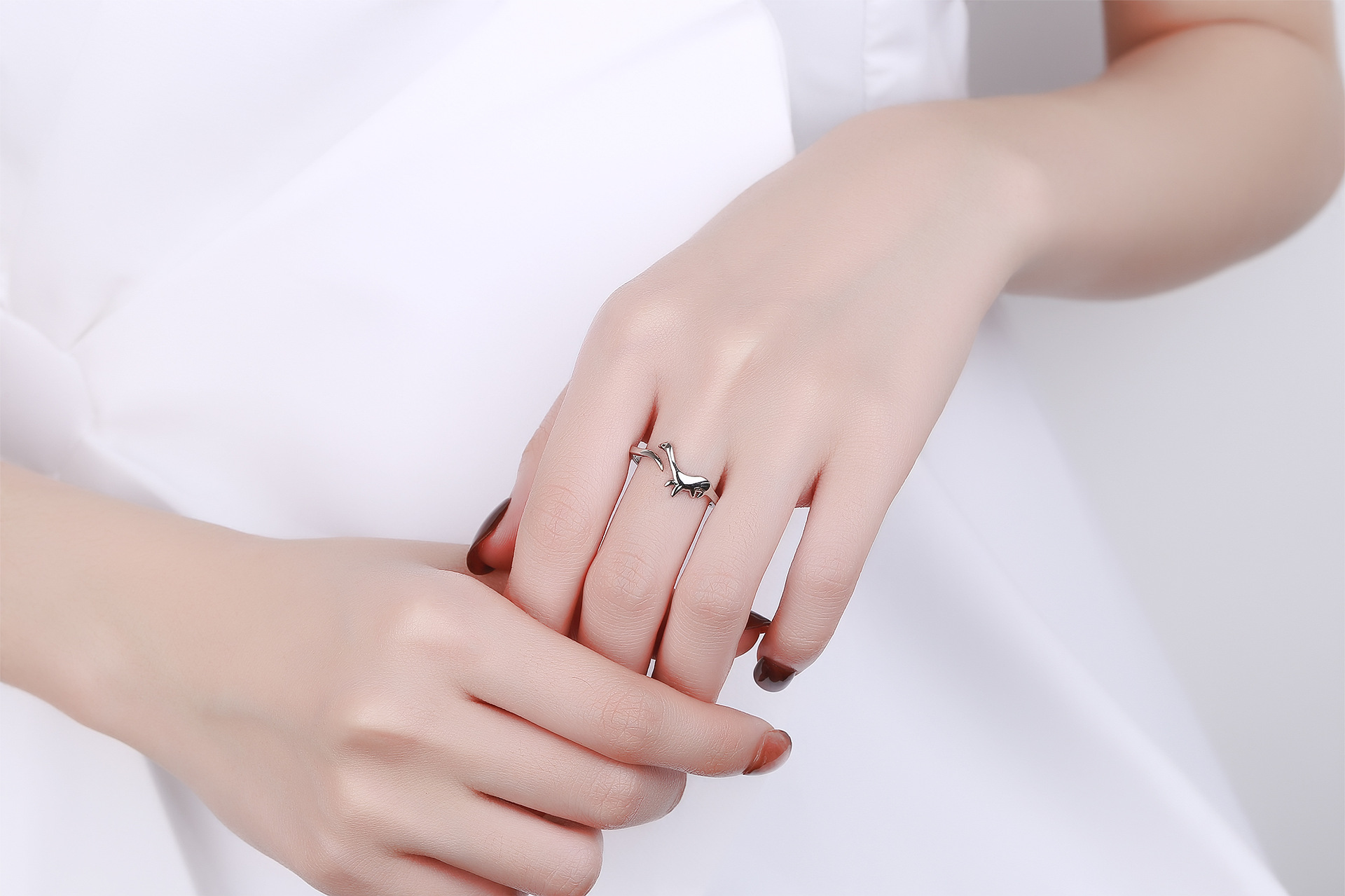 Anillos Dinosaurio Cuello Largo Mujer Joyería Ajustable Abierto Regalo.