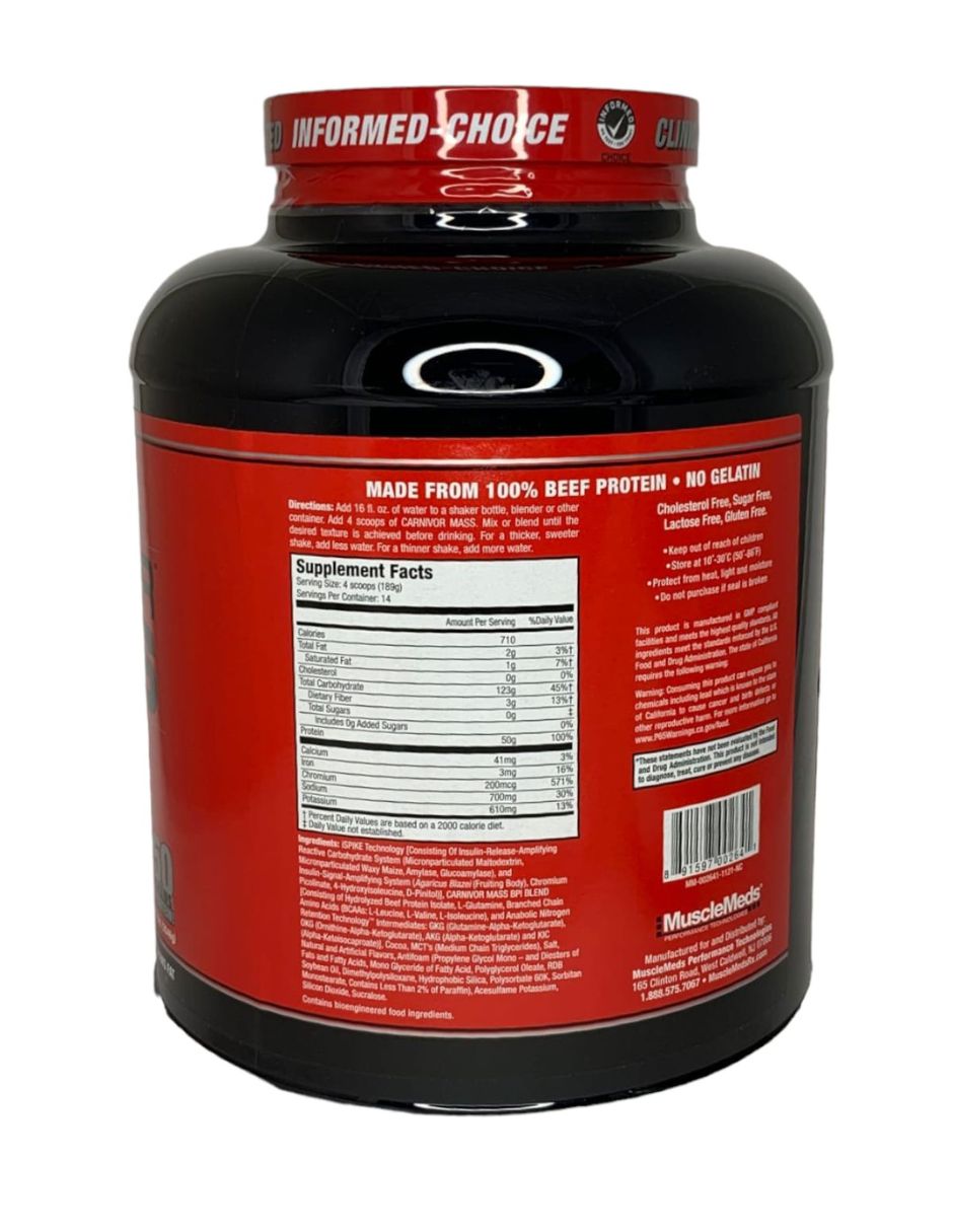 Ganador Carnivor Mass  6lbs (50 serv) chocolate.