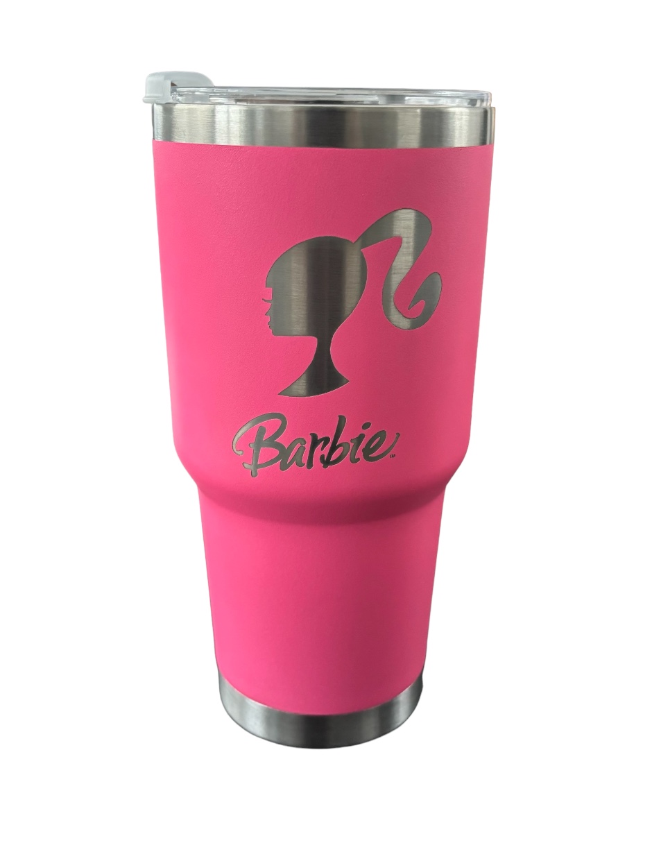 Termo de acero inoxidable Barbie color fucsia 30 Oz.