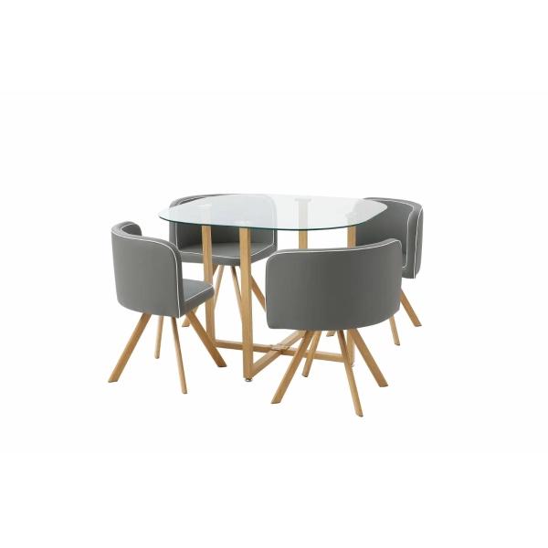 Mesa de Comedor con 4 Sillas Friedl Gris - Kessa.