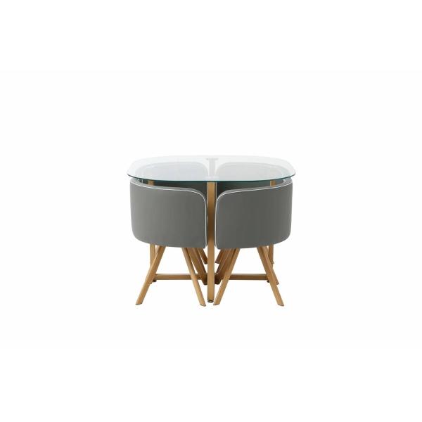 Mesa de Comedor con 4 Sillas Friedl Gris - Kessa.