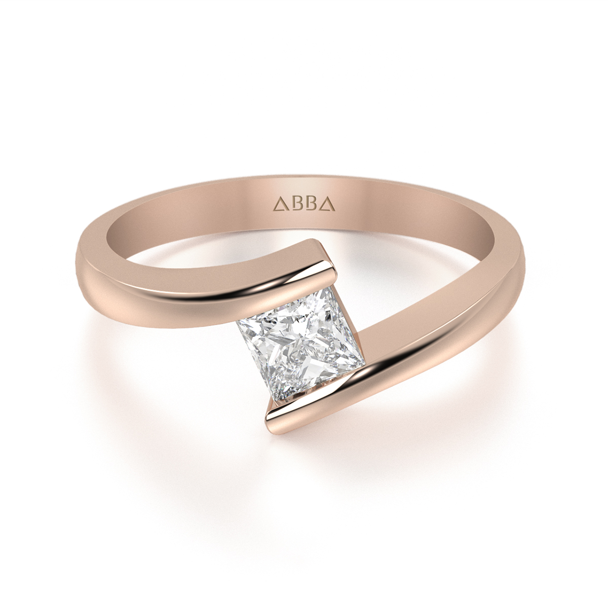 ANILLO DE COMPROMISO 14K ORO ROSA CON PIEDRA ZURI ABBA JOYAS.