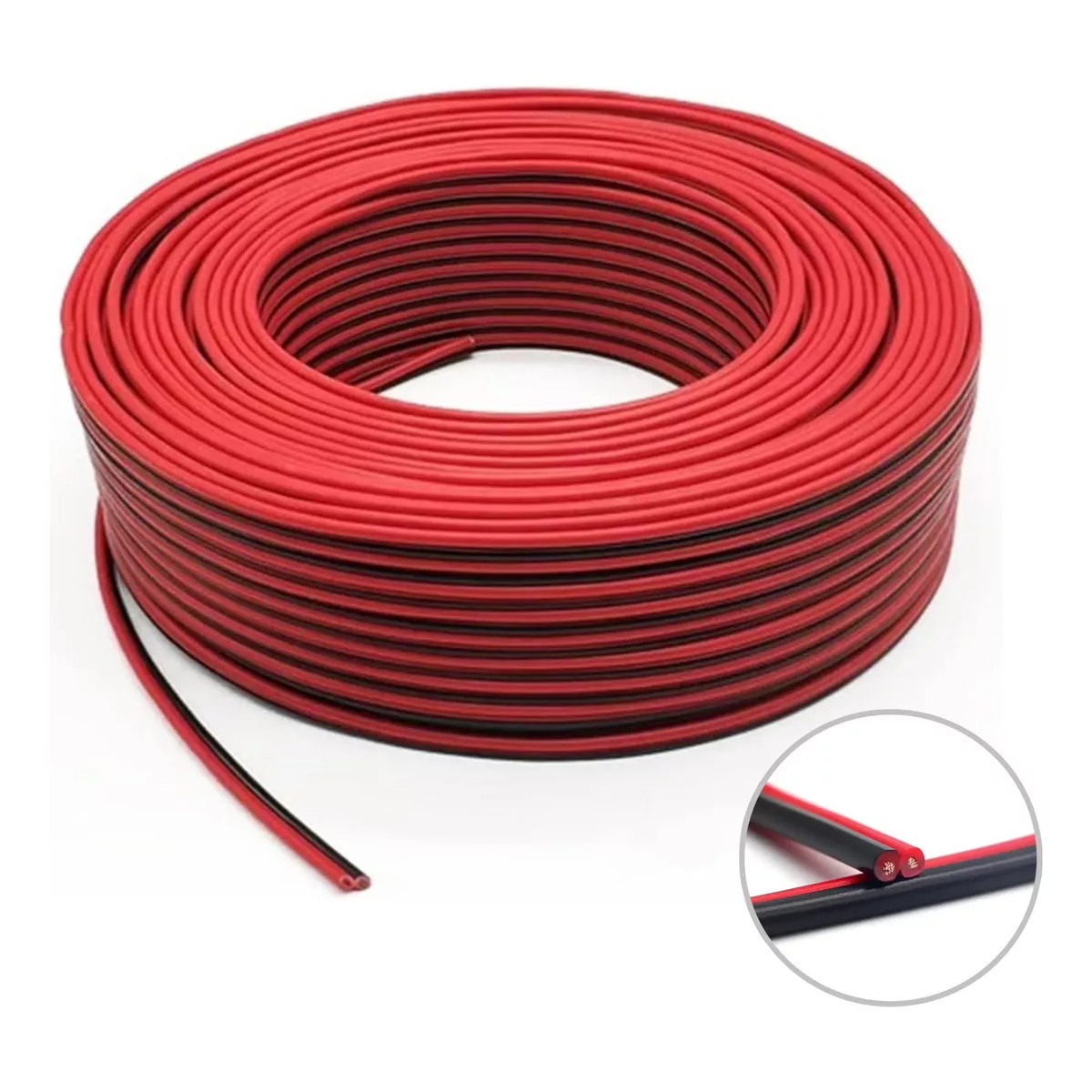Cable Para Bocina Automotriz Bicolor Calibre 22 Rollo 100m.