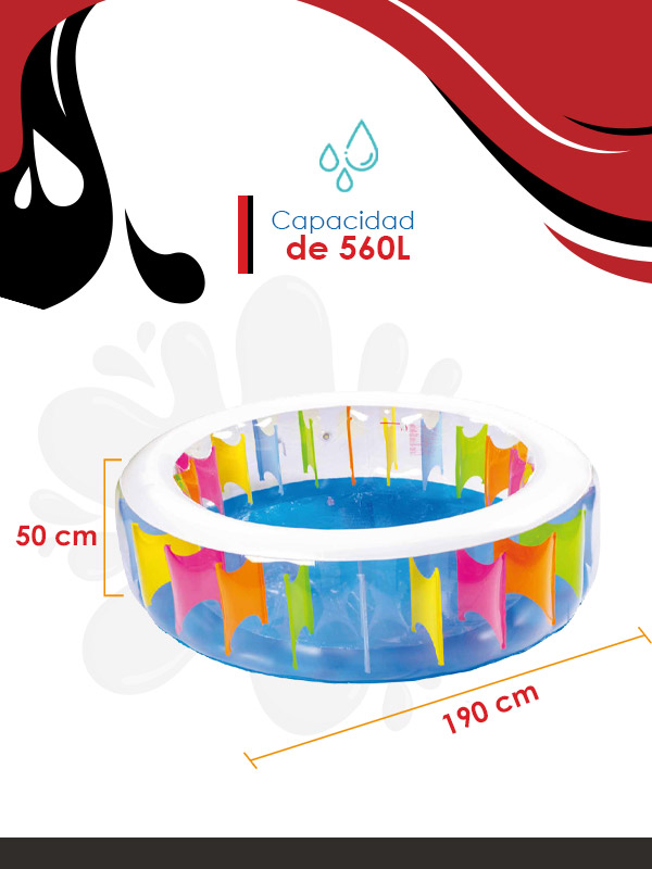 Alberca Inflable Giant Rainbow Pool 190 X 50 Cm 560l.
