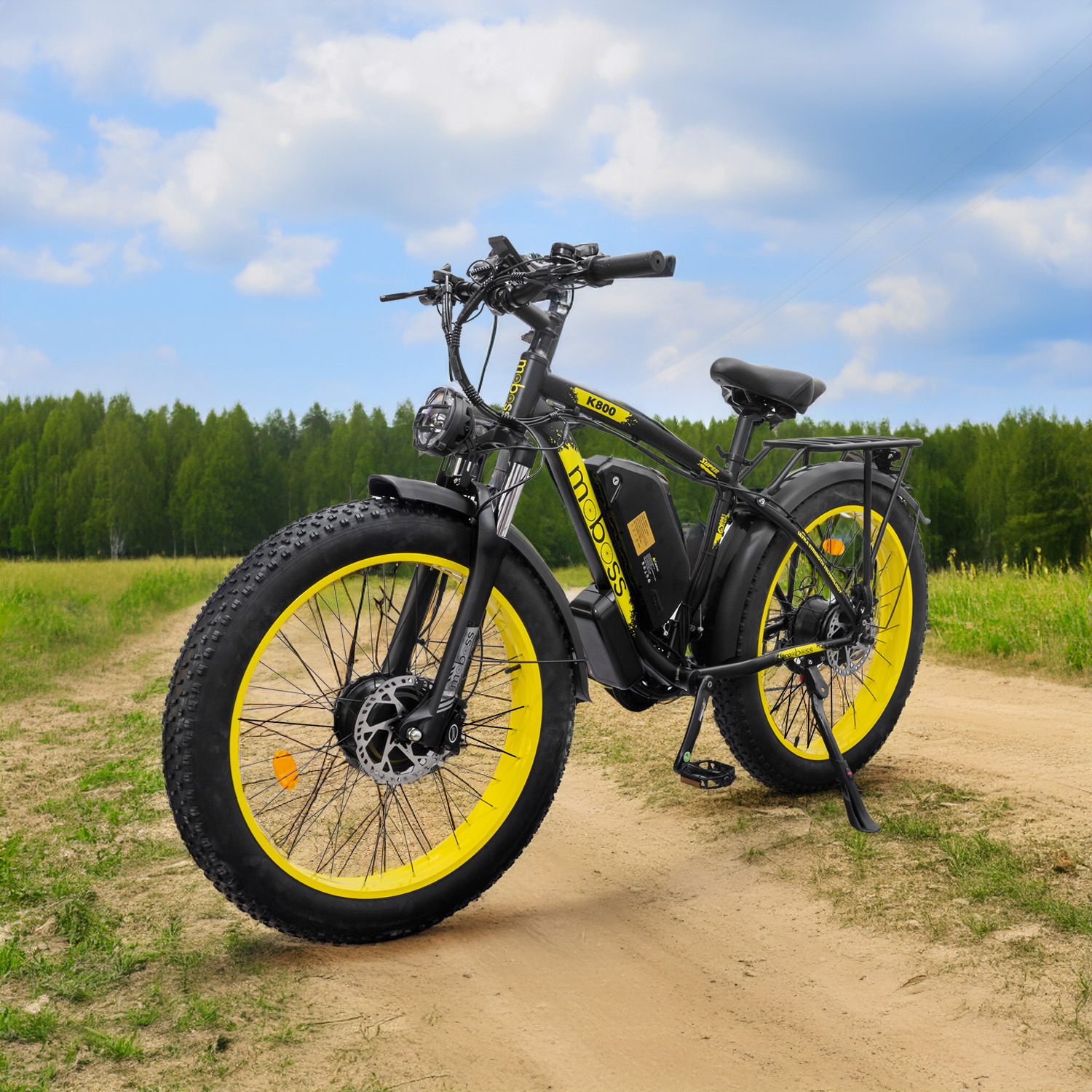 Bicicleta Eléctrica de montaña doble motor Fatbike Moboss K800 1000W x 2 26" Amarillo.