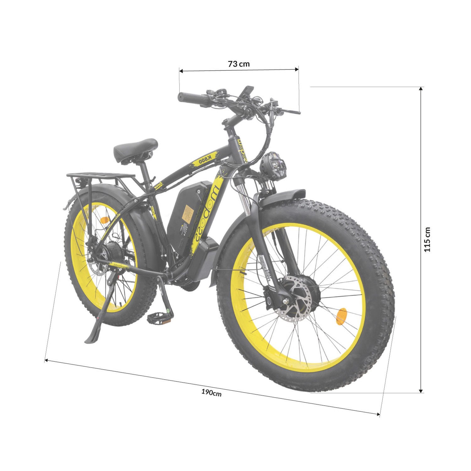 Bicicleta Eléctrica de montaña doble motor Fatbike Moboss K800 1000W x 2 26" Amarillo.