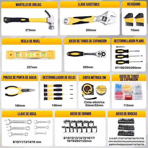 Juego Herramientas Mecánicas, Kit Herramientas Manuales 108p