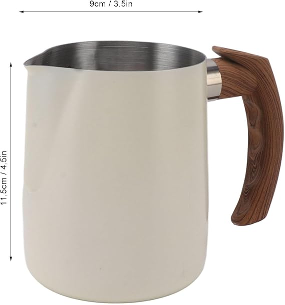 A Jarra para Espumar Leche, Jarra Humeante de Acero Inoxidable, Taza para Espumar Leche con Escala para Espresso Cappuccino Latte Coffee Art, Mango Resistente Al Calor (600ml).