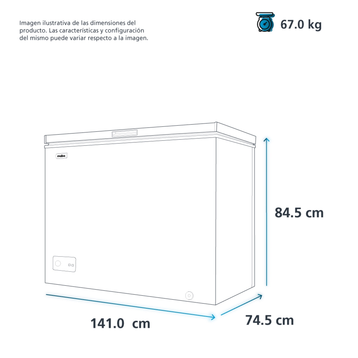 Congelador Horizontal Mabe CHM15BPL4 15 Pies / 2 Puertas Blanco ORTY65 ENTREGA SÓLO VÁLIDA EN LA CIUDAD DE MÉXICO Y ZONA METROPOLITANA