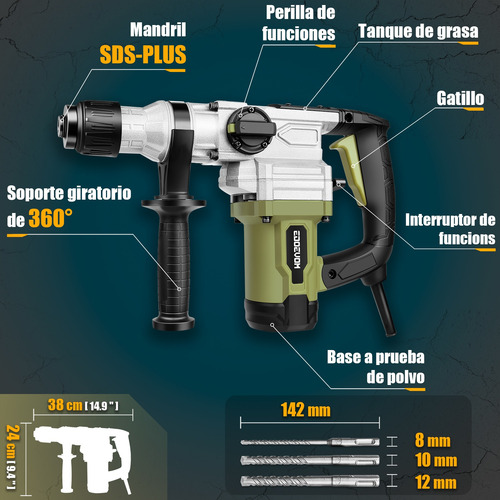 Rotomartillo Cincelador Industrial Sds 1600w Edoevom Me28b