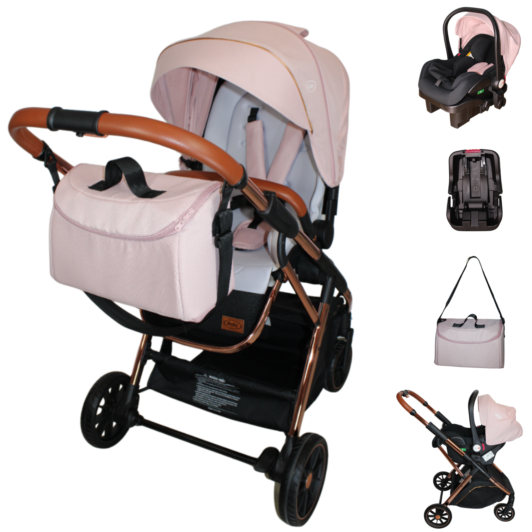 Carriola 4 En 1 Con Base Para Autoasiento Borah Ibaby- Rosa