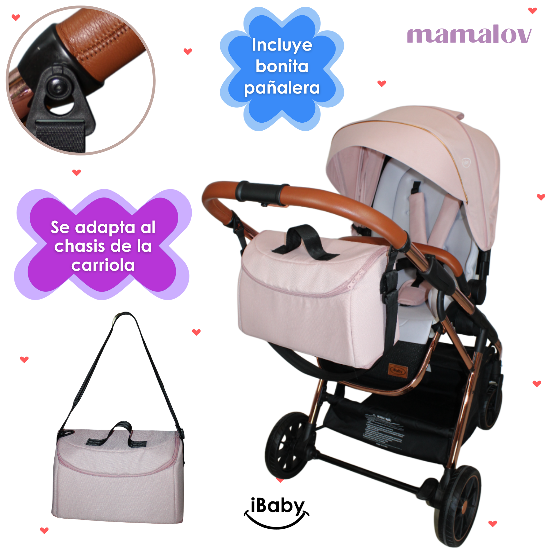 Carriola 4 En 1 Con Base Para Autoasiento Borah Ibaby- Rosa