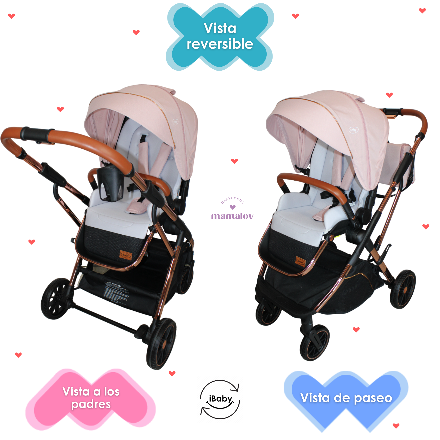 Carriola 4 En 1 Con Base Para Autoasiento Borah Ibaby- Rosa